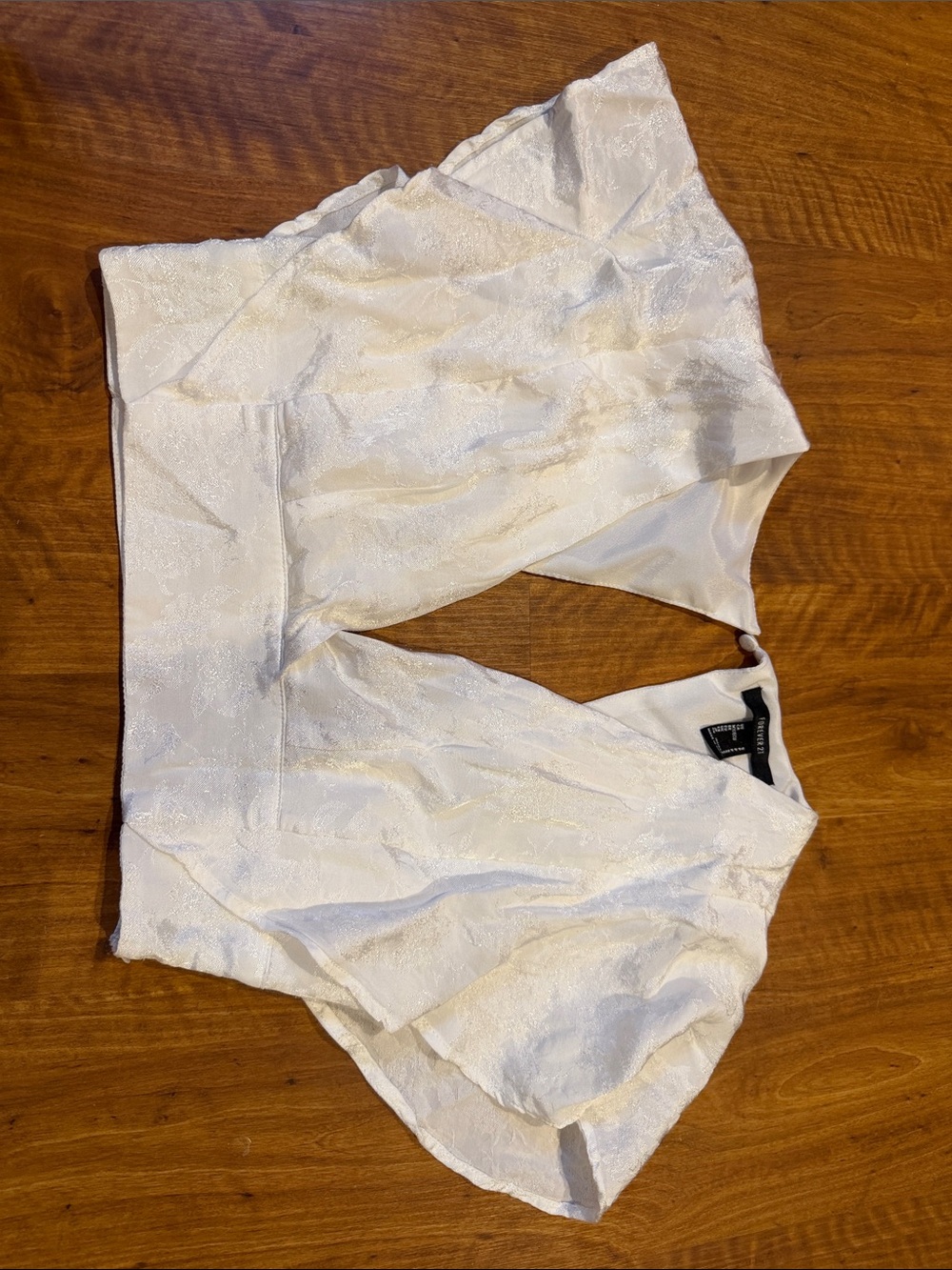 Forever 21 Ivory Textured Wrap Top